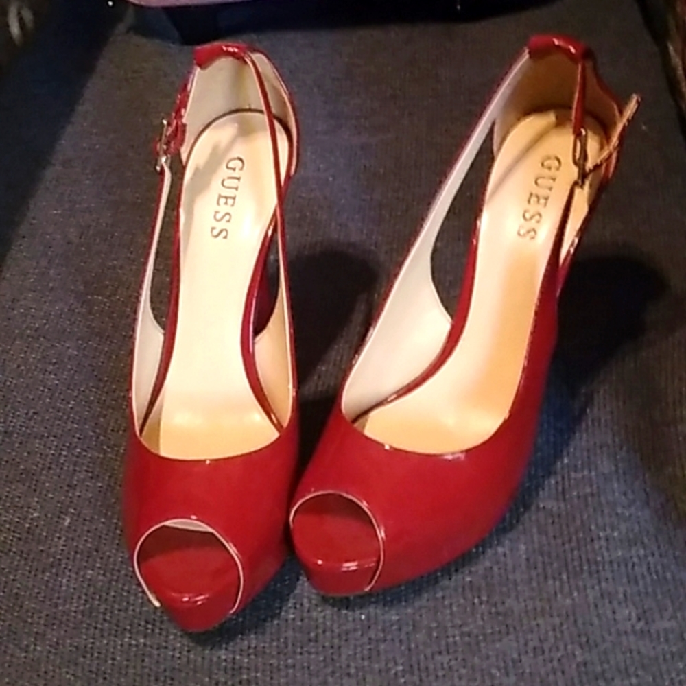 Guess Red platform heels